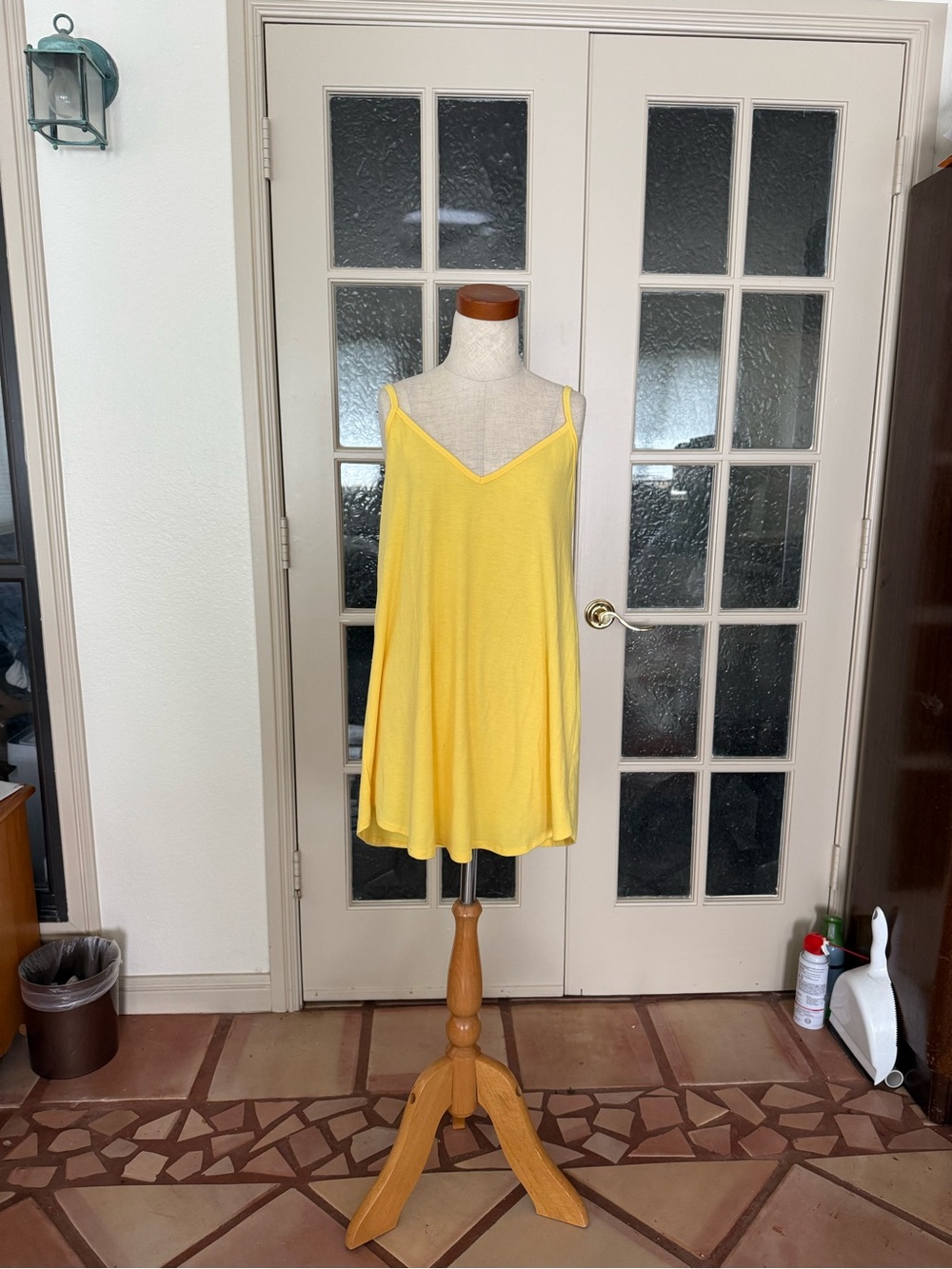 Women's Yellow V-Neck Spaghetti Strap Tank Top